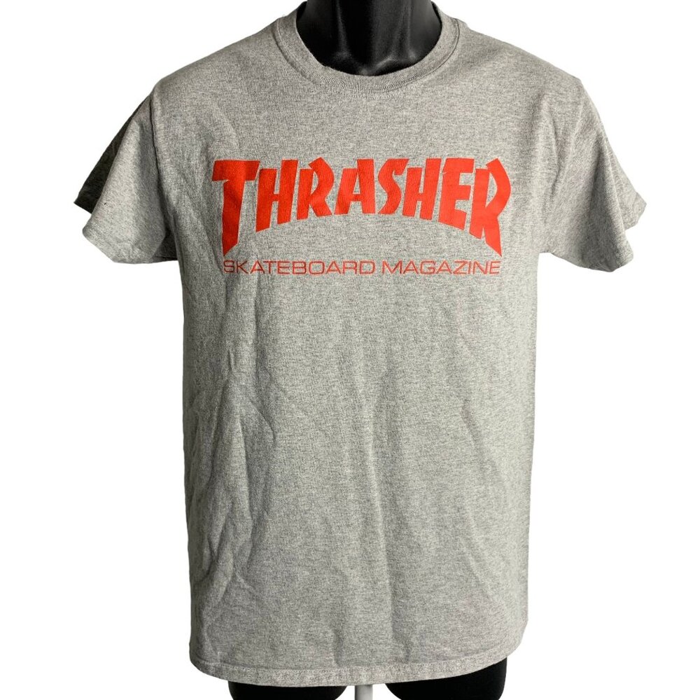 Thrasher Skateboard Magazine T Shirt S Grey Crewneck Short Sleeve Logo Graphic